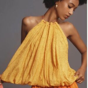 Brand New By Anthropologie Halter Parachute Bubble-Hem Tank